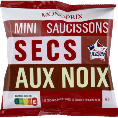 Monoprix Mini Saucisson Secs Aux Noix Qualité Supérieure 75G Monoprix Mini Saucisson Secs Aux Noix Qualité Supérieure 75G