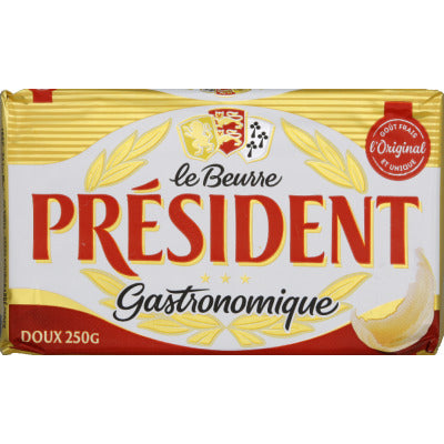 Président Beurre Gastronomique doux 82% MG Plaquette 250g
