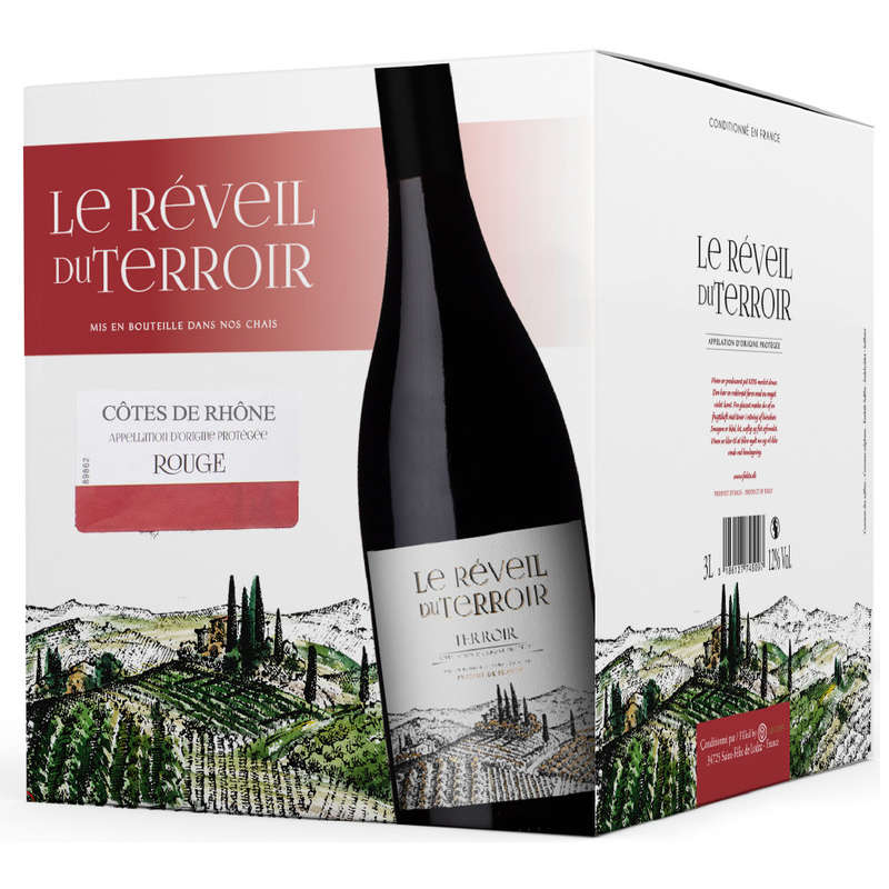 Réveil Du Terroir Côtes Du Rhône Aop Boîte De 3L Réveil Du Terroir Côtes Du Rhône Aop Boîte De 3L