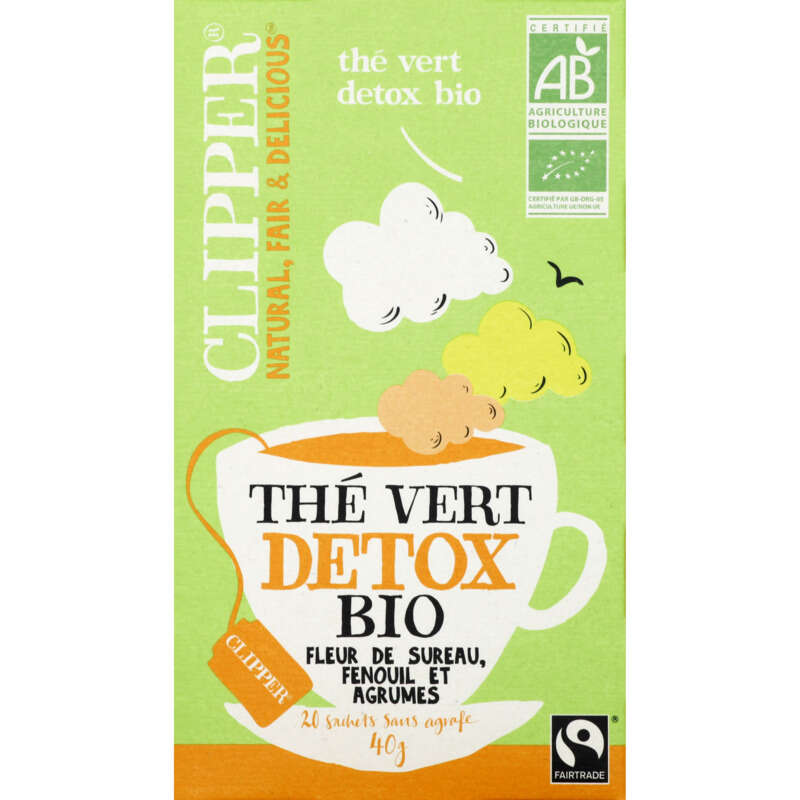 Clipper Thé Vert Détox Bio Fleur De Sureau, Fenouil & Agrumes 40g