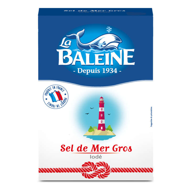 La Baleine Sel de mer gros iodé étui carton 1kg La Baleine Sel de mer gros iodé étui carton 1kg