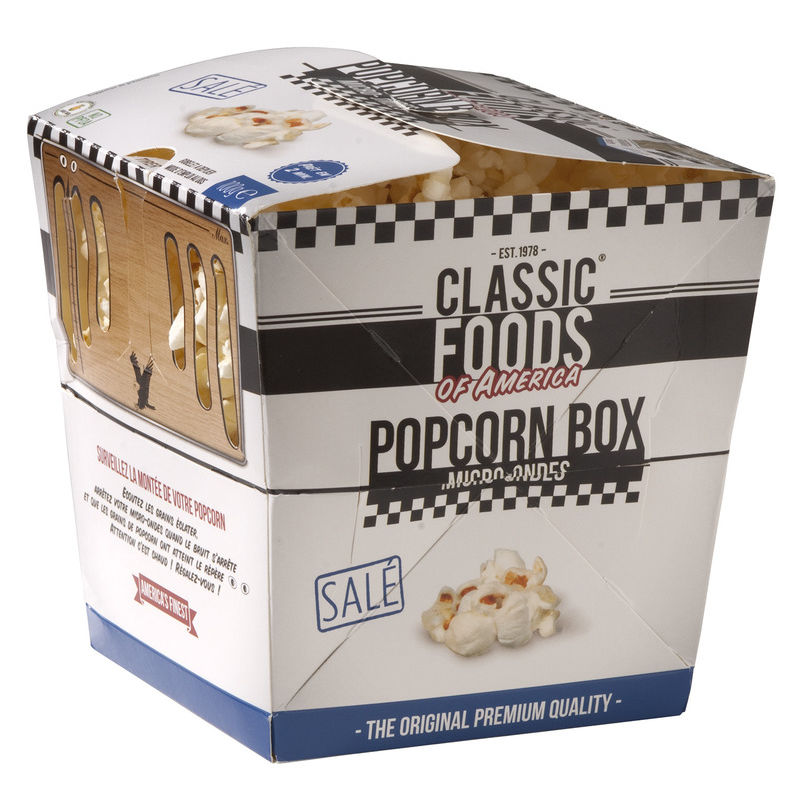 Classic Foods Popcorn Box Salé, Pour Micro-Ondes 100g Classic Foods Popcorn Box Salé, Pour Micro-Ondes 100g