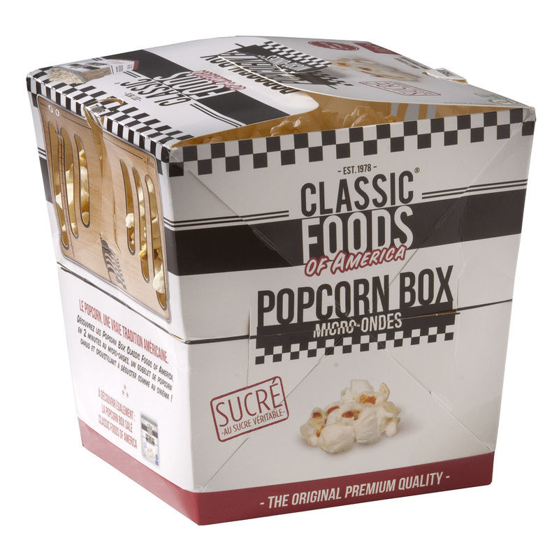 Classic Foods Of America Popcorn Box Sucré, Pour Micro-Ondes 100g Classic Foods Of America Popcorn Box Sucré, Pour Micro-Ondes 100g