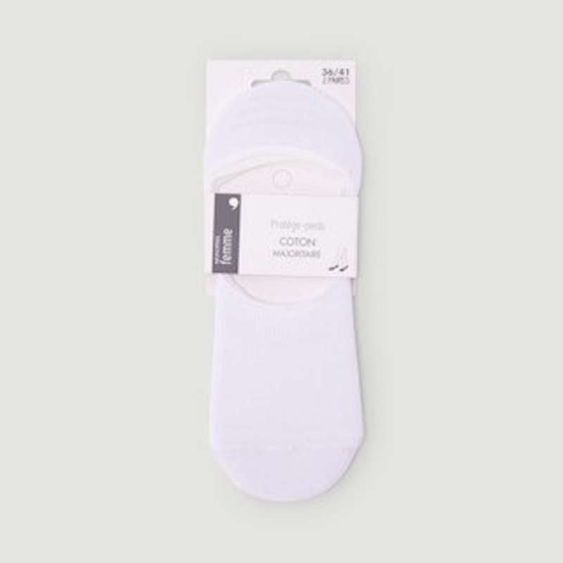 Monoprix Femme Protège-Pieds En Coton X2 Blancs TU Monoprix Femme Protège-Pieds En Coton X2 Blancs TU