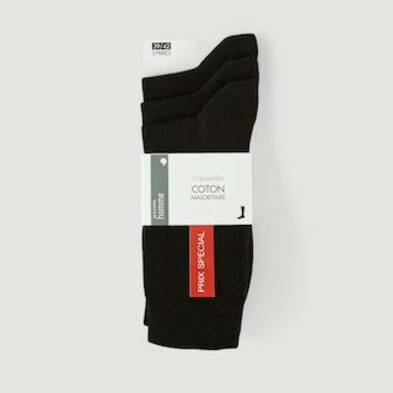 Monoprix Lot De 3 Paires De Chaussettes En Jersey Noir T43/46 Monoprix Lot De 3 Paires De Chaussettes En Jersey Noir T43/46