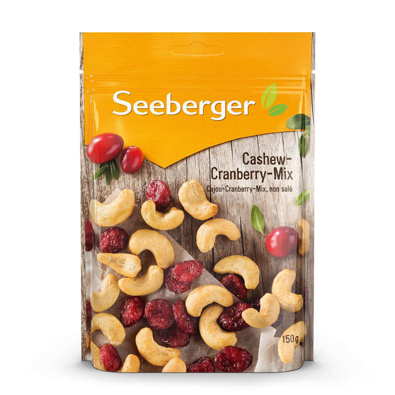 Seeberger Mix de cranberry et cajou non salé 150g Seeberger Mix de cranberry et cajou non salé 150g