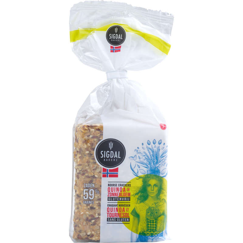Sigdal Craquants norvégiens Quinoa & Tournesol sans Gluten 190g Sigdal Craquants norvégiens Quinoa & Tournesol sans Gluten 190g