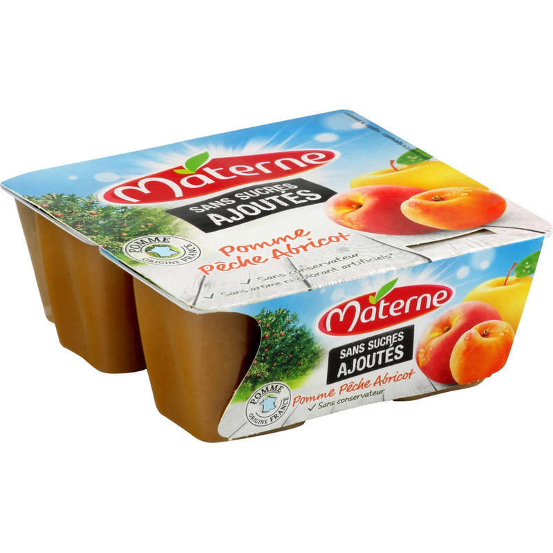 Materne Compote Pomme pêche abricot le pack 4x97g Materne compote pomme pêche abricot le pack 4x97g