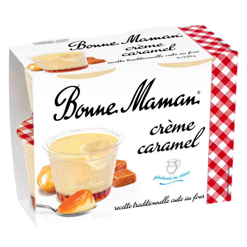 Bonne Maman Crème aux œufs frais, caramel 4x100g Bonne Maman Crème aux oeufs frais, caramel 4x100g