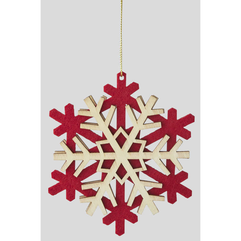 Décoration flocon feutrin rouge Décoration flocon feutrin rouge