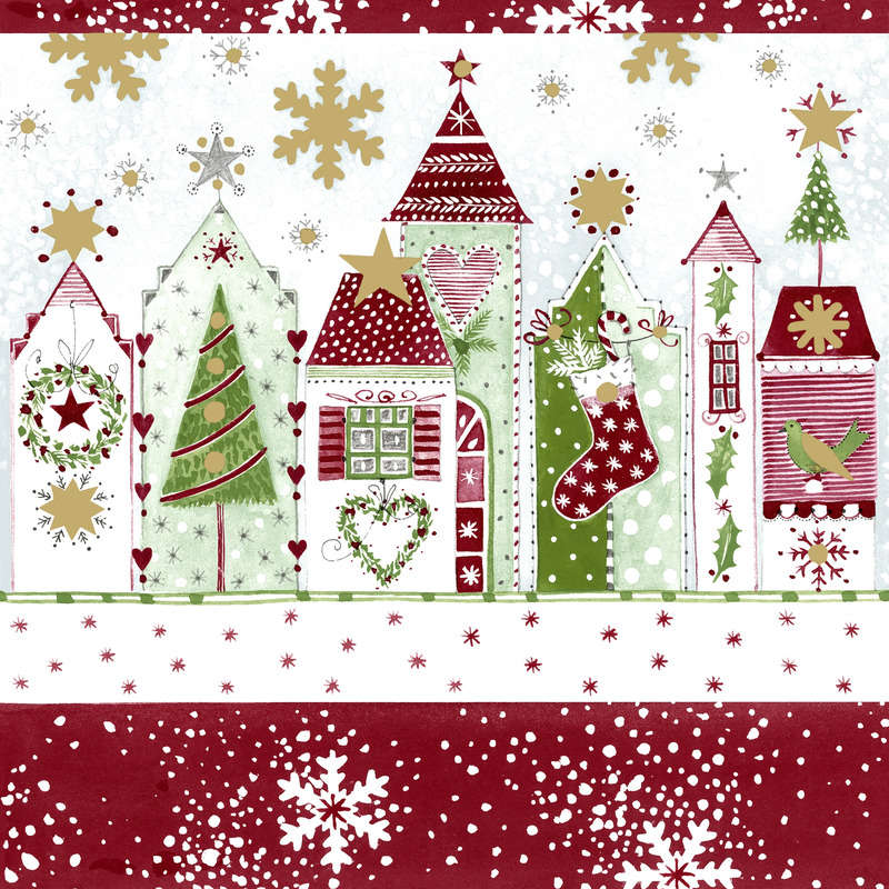 20 Serviettes Maison Fond Blanc 33X33Cm 20 Serviettes Maison Fond Blanc 33X33Cm