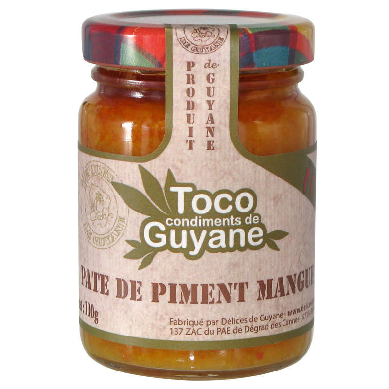 Délices De Guyane Pâte De Piment Mangue - Toco Condiments De Guyane 100g Délices De Guyane Pâte De Piment Mangue - Toco Condiments De Guyane 100G