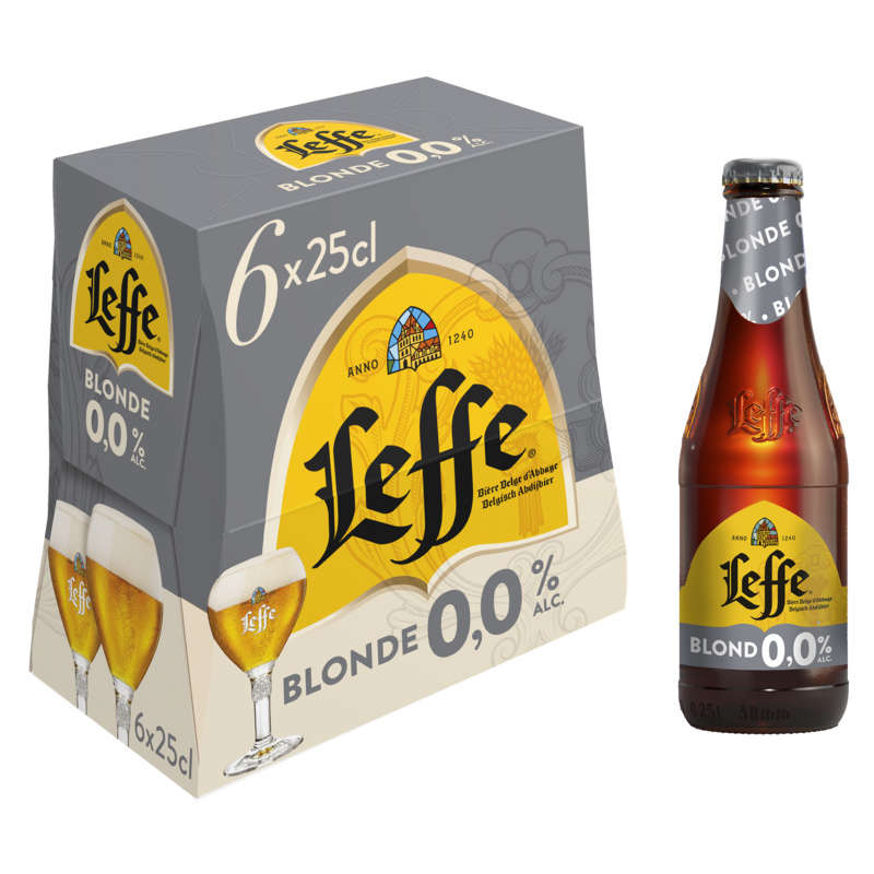 Leffe Bière Blonde Sans Alcool 0,0% 6x25cl Leffe Bière Blonde Sans Alcool 0,0% 6x25cl