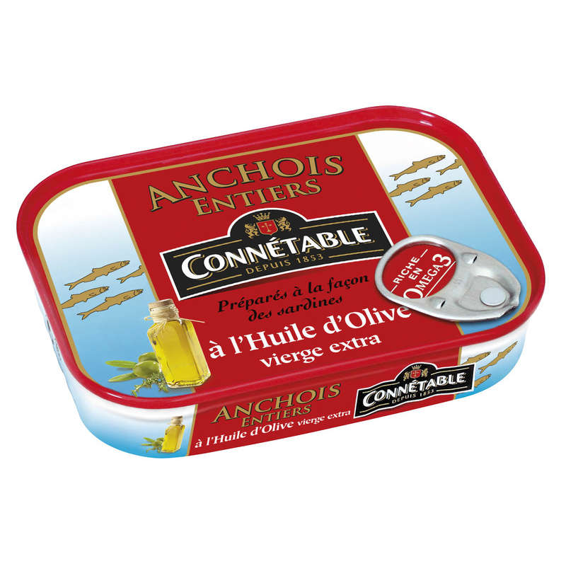 Connétable Anchois Entiers à l'Huile d'Olive Vierge Extra 100g Connétable Anchois Entiers à l'Huile d'Olive Vierge Extra 100g