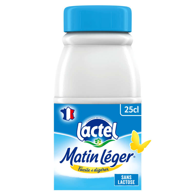 Matin Léger de Lactel à 1.2 % de m.g. UHT bouteille 25 cl Matin Léger de Lactel à 1.2 % de m.g. UHT bouteille 25 cl