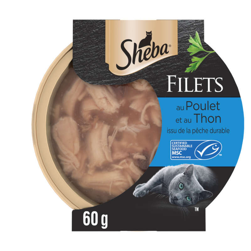 Sheba Filets Au Poulet Et Au Thon Msc Pour Chat Adulte 60g Sheba Filets Au Poulet Et Au Thon Msc Pour Chat Adulte 60g