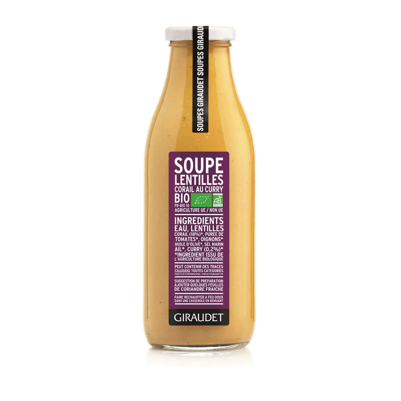 Giraudet Soupe Lentilles Corail au Curry Bio 50cl Giraudet Soupe Lentilles Corail au Curry Bio 50cl
