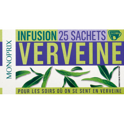 Monoprix Infusion Verveine 25 Sachets 32,5g Monoprix Infusion Verveine 25 Sachets 32,5g
