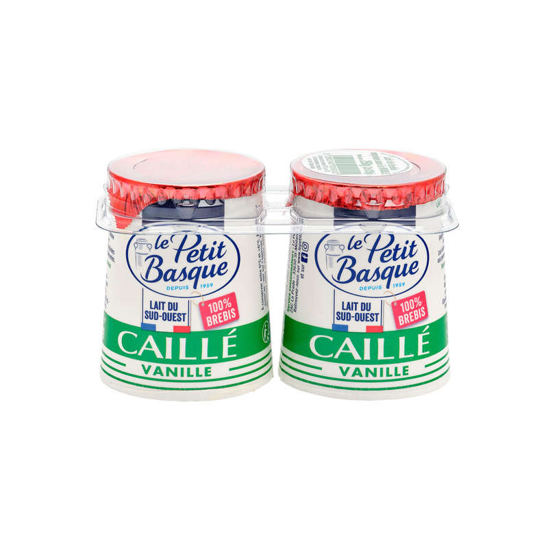 Le Petit Basque Yaourt caillé à la vanille au lait de brebis 2x125g Le Petit Basque Yaourt caillé à la vanille au lait de brebis 2x125g