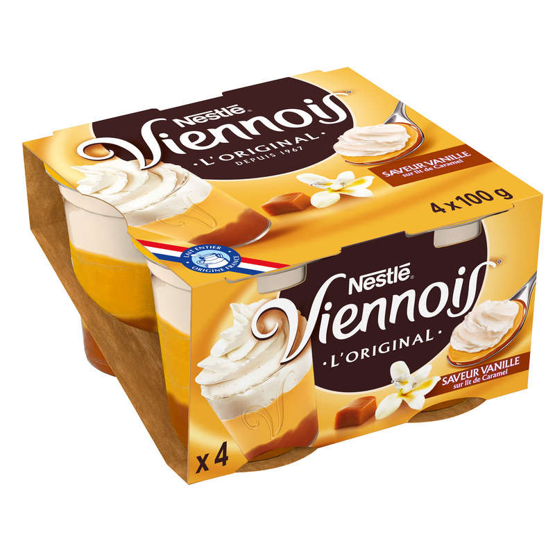 Viennois Liégeois vanille sur lit de caramel 4x100g VIENNOIS Liégeois vanille sur lit de caramel 4 x 100g