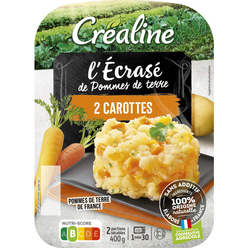 Créaline Écrasé de pommes de terre et carottes 2x200g