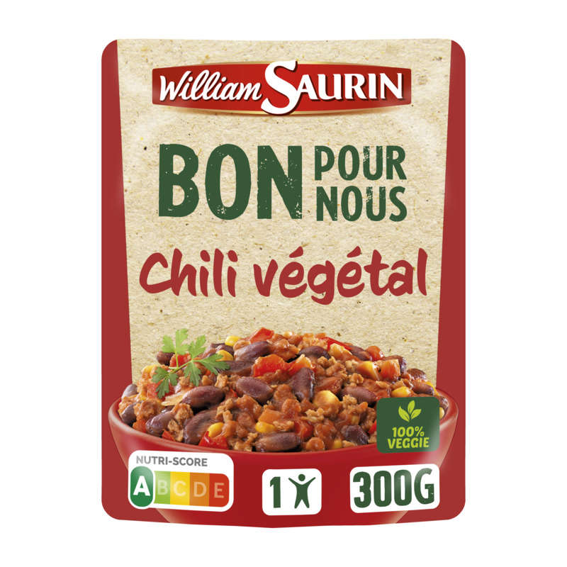 William Saurin Doypack bons pour nous chili végétal 300g William Saurin Doypack bons pour nous chili végétal 300g