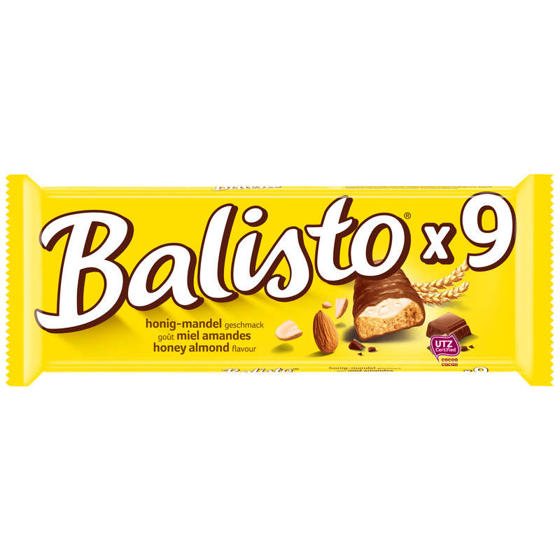Balisto x9 Barres Chocolat Miel Et Amandes 166,5g Balisto x9 Barres Chocolat Miel Et Amandes 166,5g