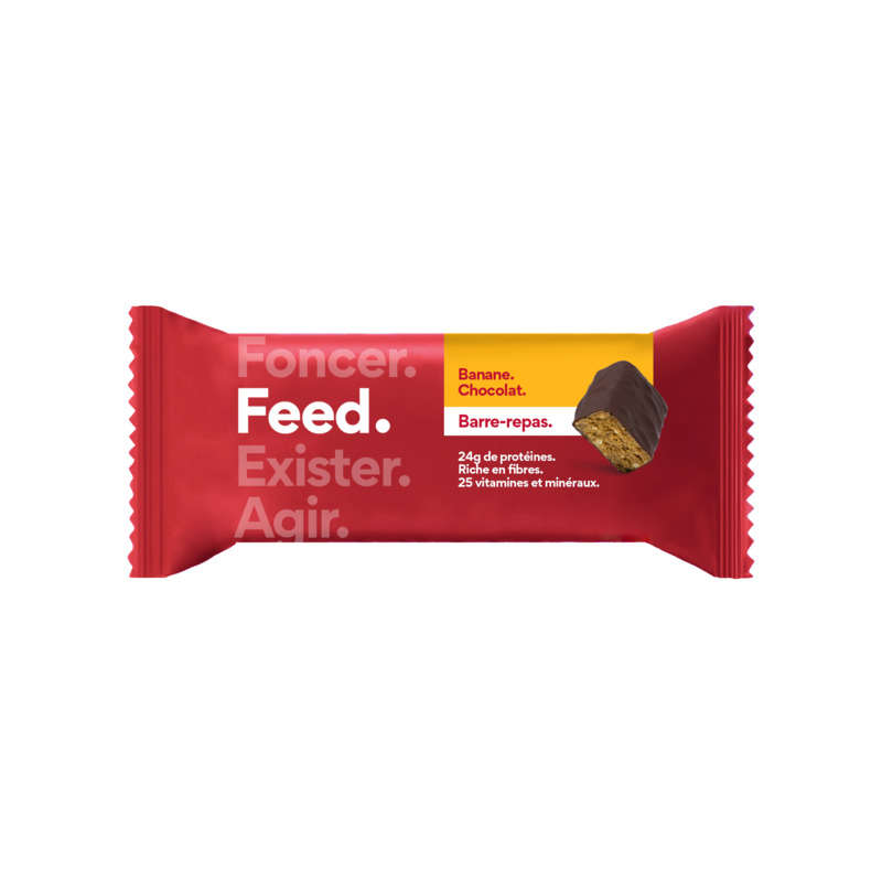 Feed Repas complet en barre banane/chocolat sans lactose et gluten végan 100g Feed Repas complet en barre banane/chocolatsans lactose et gluten 100g