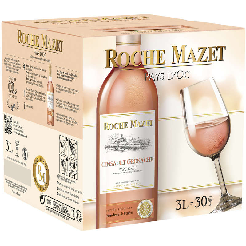 La Roche Mazet Fontaine Cinsault Grenache Pays d'AOC Rosé, 3l La Roche Mazet Fontaine Cinsault Grenache Pays d'AOC Rosé, 3l