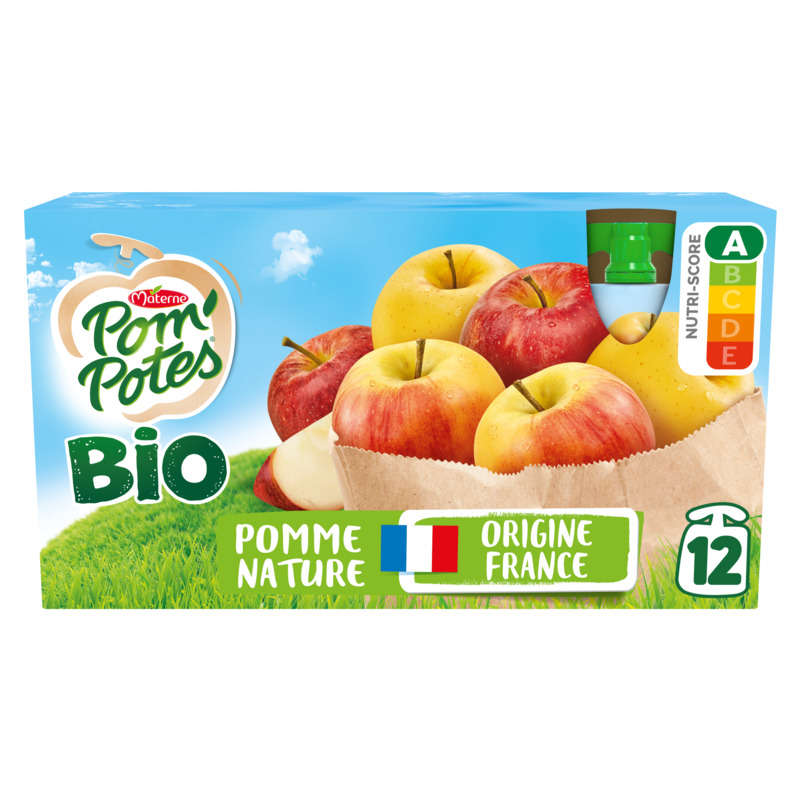 Pom'Potes Compote Pomme nature Bio le pack de 12x90g Pom'Potes bio pomme nature le pack de 12x90g