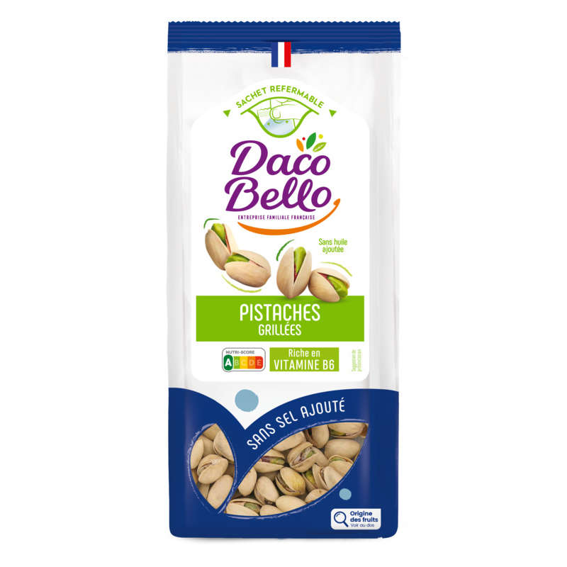 Daco Bello Pistaches Grillées Nature Sans Sel 250g Daco Bello Pistaches Grillées Nature Sans Sel 250g