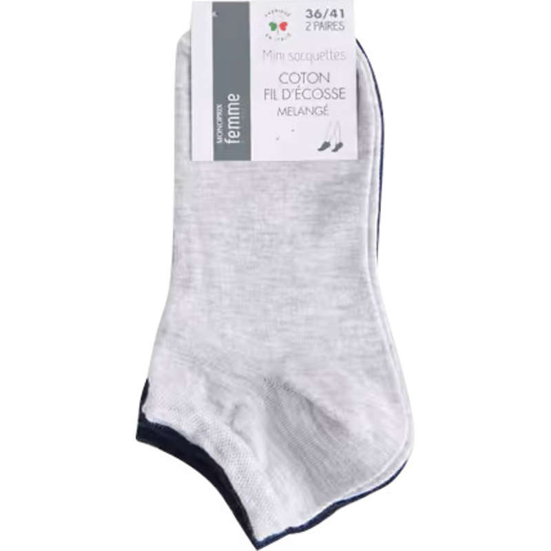 Lot X2 Mini-Socquettes Fil D'©Cosse, Gris/Bleu Lot X2 Mini-Socquettes Fil D'©Cosse, Gris/Bleu
