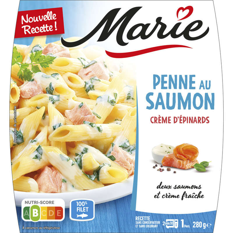 Marie Penne saumon et crème d'épinards 280g Marie Penne saumon et crème d'épinards 280g