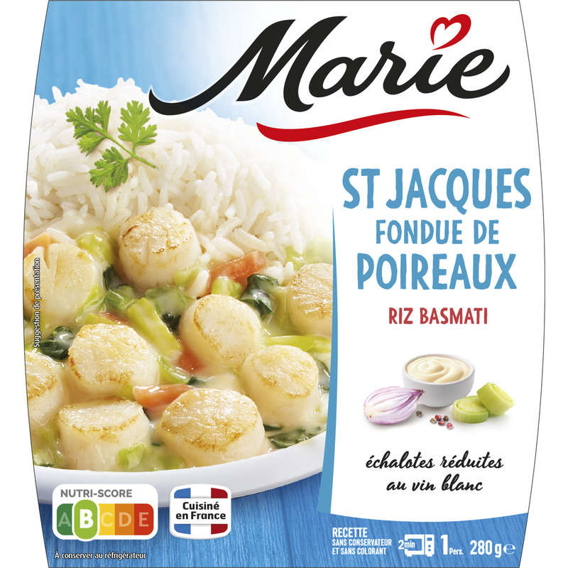 Marie St Jacques fondue de poireaux & riz basmati 280g Marie St Jacques fondue de poireaux & riz basmati 280g