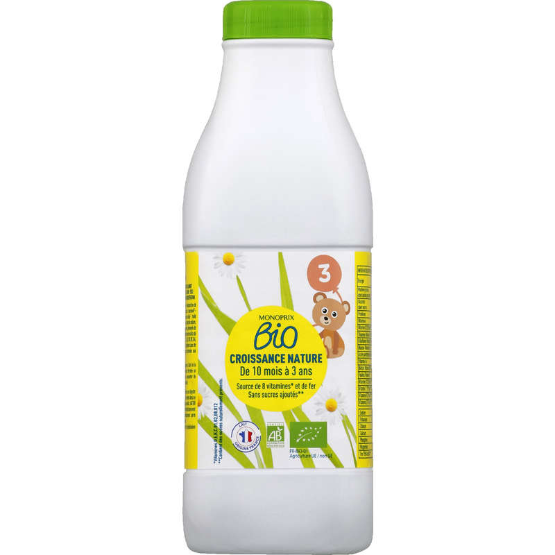 Monoprix Bio lait de Croissance Nature dés 10mois à 3ans 1L Monoprix Bio lait de Croissance Nature dés 10mois à 3ans 1L