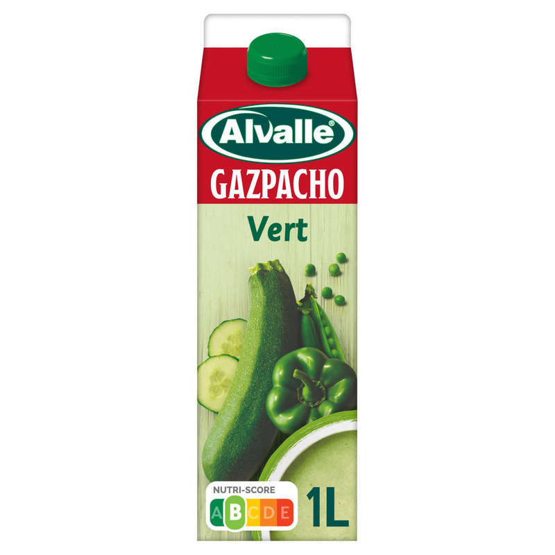 Alvalle - Gazpacho vert - soupe froide de légumes - La brique de 1L Alvalle - Gazpacho vert - soupe froide de légumes - La brique de 1L