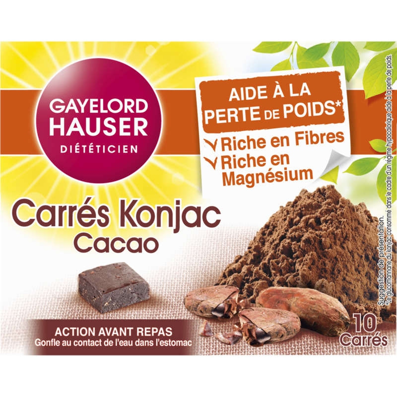 Gayelord Hauser Carrés Konjac Cacao, Aide À La Perte De Poids Gayelord Hauser Carrés Konjac Cacao, Aide À La Perte De Poids