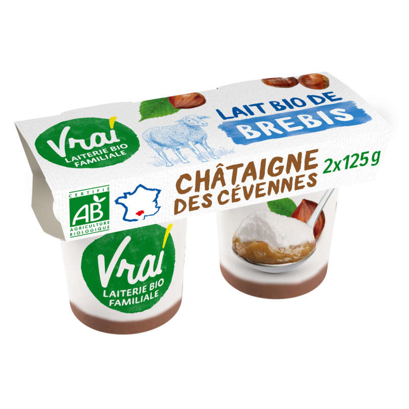 Vrai Yaourt De Brebis Châtaigne Des Cévennes Bio 2x125g Vrai Yaourt De Brebis Châtaigne Des Cévennes Bio 2x125g