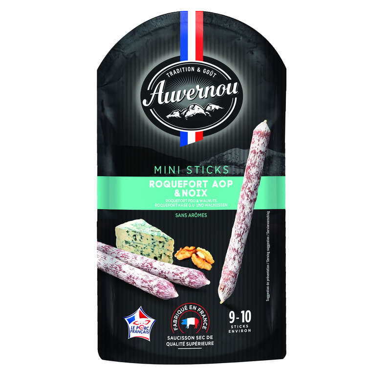 Auvernou Mini'Sticks Roquefort et Noix 100g Auvernou Mini'Sticks Roquefort et Noix 100g