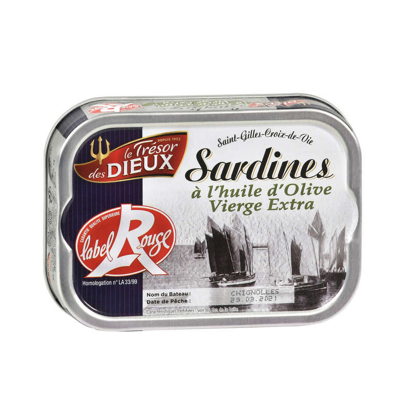 Le Trésor Des Dieux Sardines À L'Huile D'Olive Vierge Extra 86,3g Le Trésor Des Dieux Sardines À L'Huile D'Olive Vierge Extra 86,3g