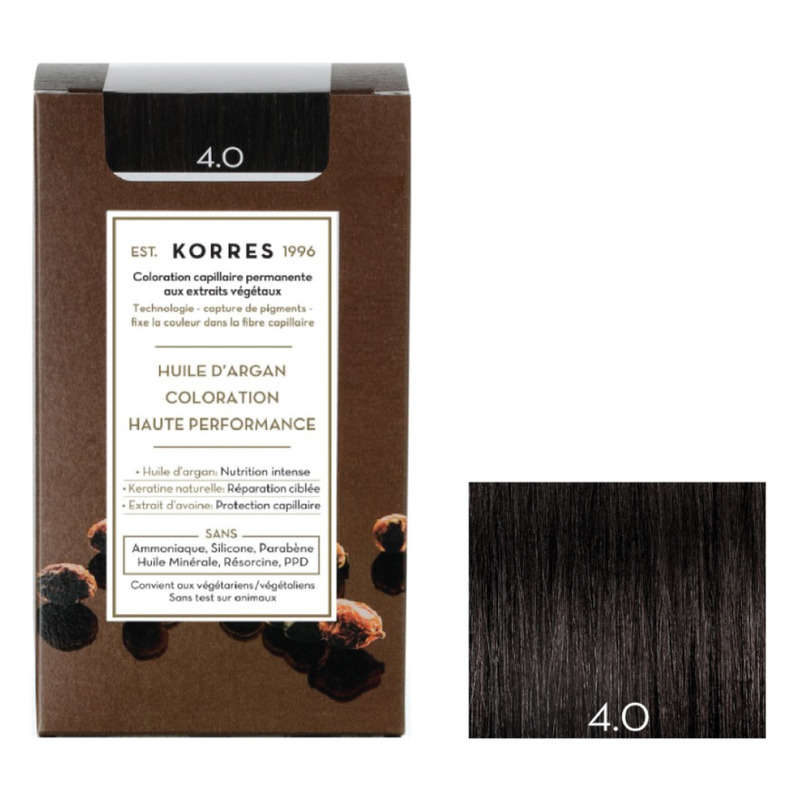 Korres Coloration huile d'argan Brown 4.0 145ml Korres Coloration huile d'argan Brown 4.0 145ml
