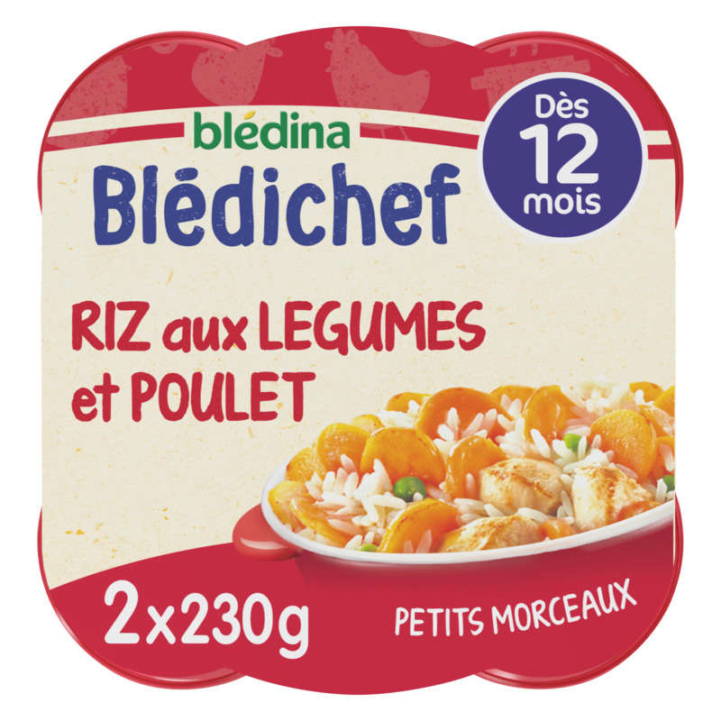 Blédina Bledichef Plat riz aux légumes et poulet dès 12 Mois 2x230g Blédina Bledichef plat riz aux légumes et poulet dès 12 Mois 2x230g
