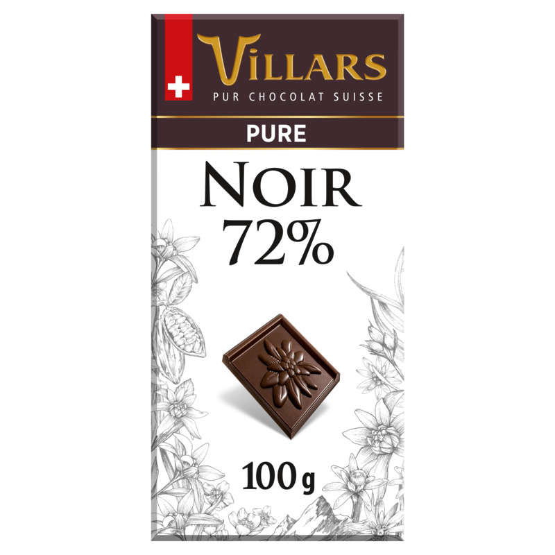 Villars Tablette Chocolat noir 72% 100g Villars Tablette Chocolat noir 72% 100g