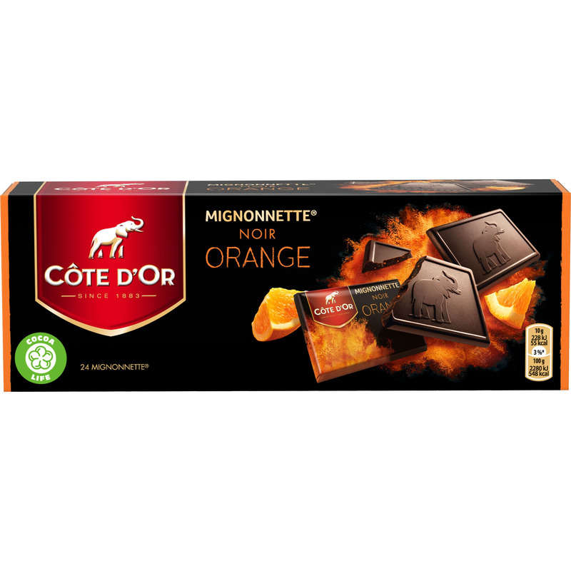 Côte d'Or Mignonnettes Tablette Chocolat Noire Orange 24x10g Côte d'Or Mignonnettes Tablette Chocolat Noire Orange 24x10g