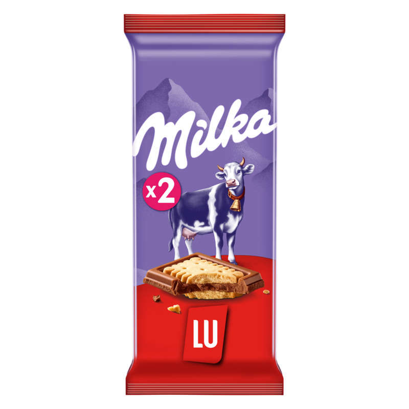 Milka Lu tablette chocolat au lait et biscuit 2x 87g Milka Lu tablette chocolat au lait et biscuit 2x 87g