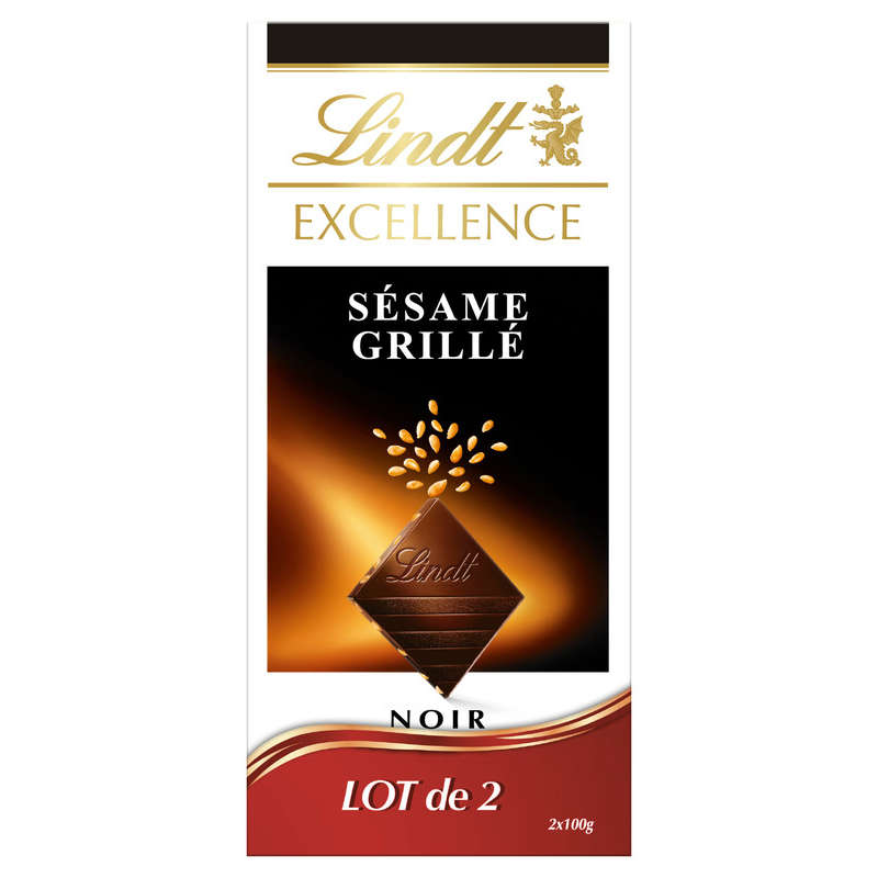Lindt Excellence sésame grillé noir sesame 2x 100g Lindt Excellence sésame grillé noir sesame 2x 100g