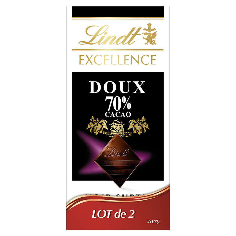 Lindt Excellence Noir doux 70% Cacao 2x100g Lindt Excellence Noir doux 70% Cacao 2x100g