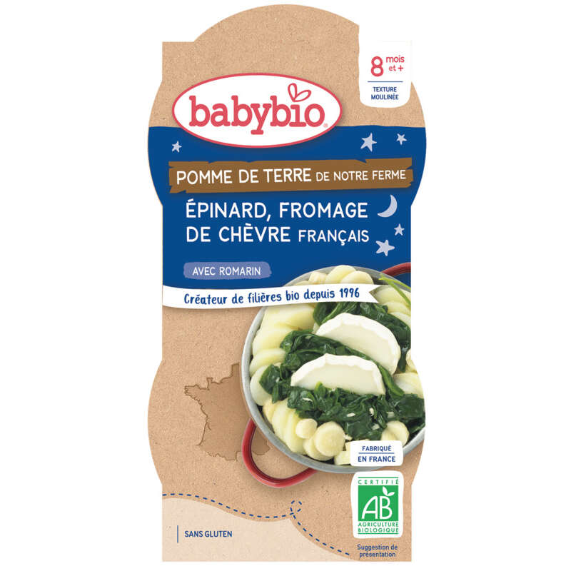 Babybio Pomme de terre du Val de Loire Epinard Chèvre 2x200g