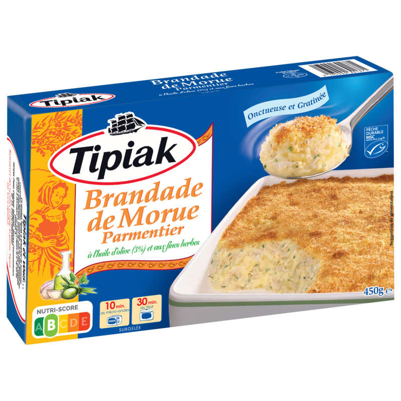 Tipiak Brandade de morue parmentier à l'huile d'olive et fines herbes 450g Tipiak Brandade de morue parmentier à l'huile d'olive et fines herbes 450g