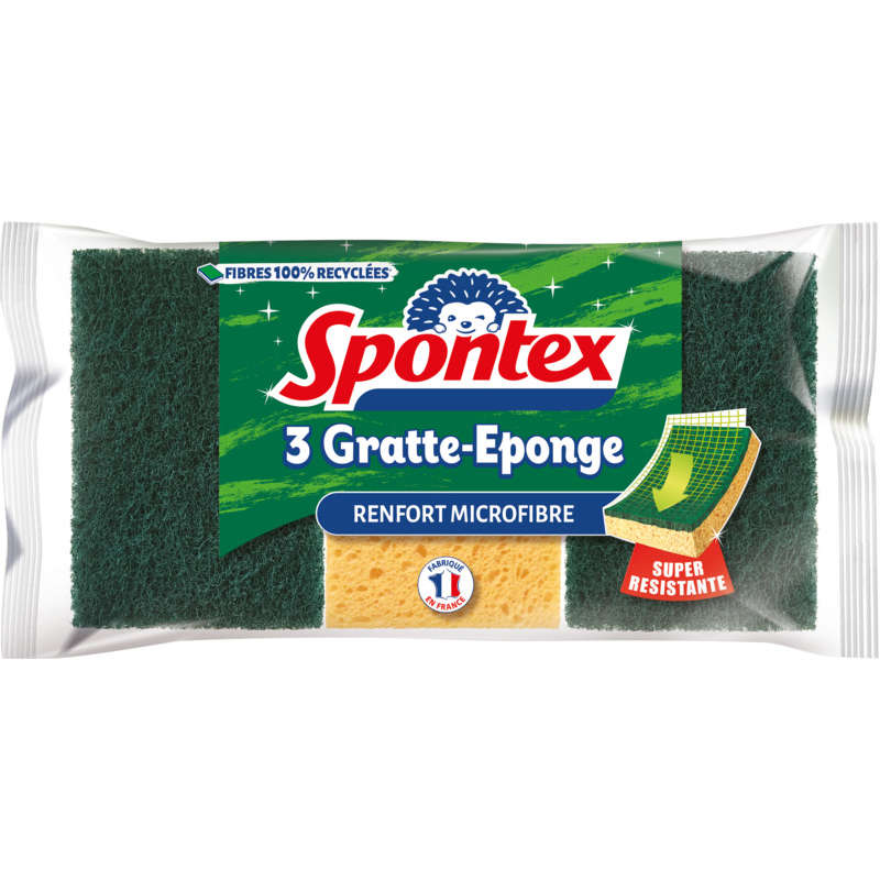 Spontex Gratte-Éponge Renfort Microfibre x3 Spontex Gratte-Éponge Renfort Microfibre x3